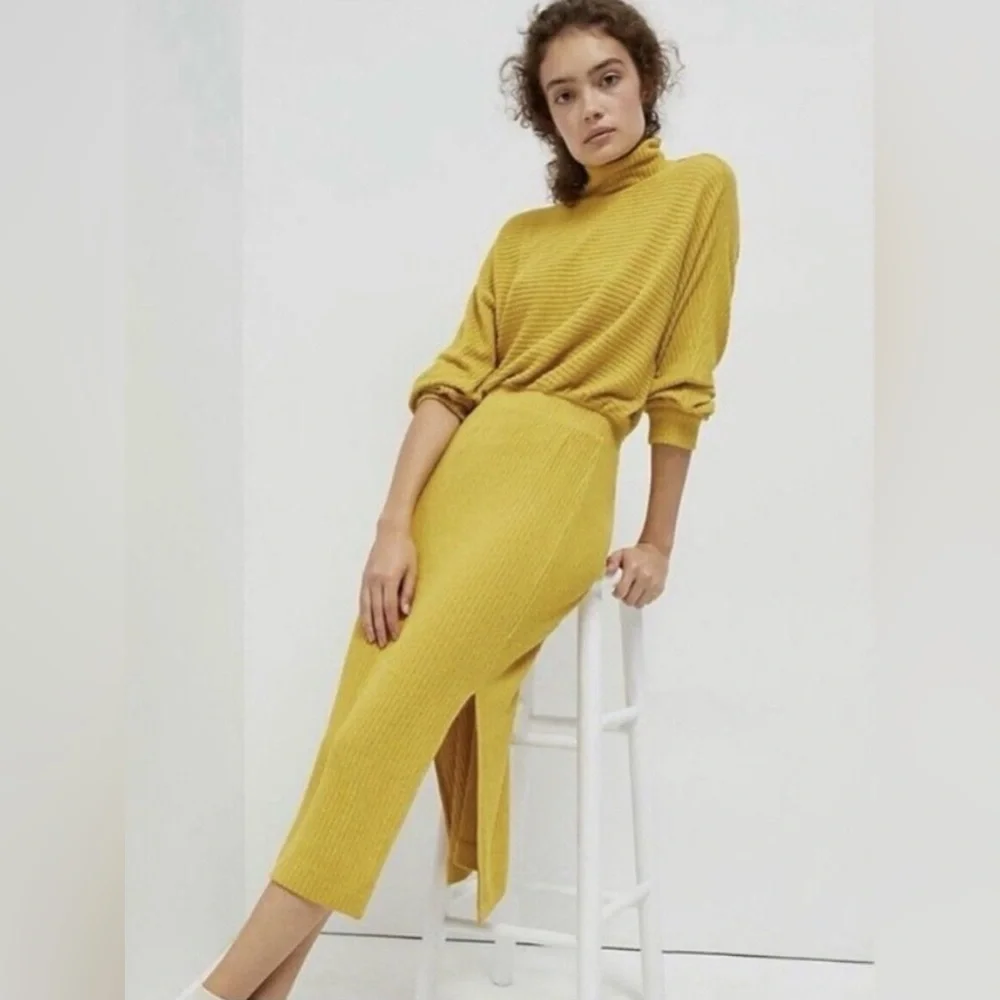 Anthropologie Saturday Sunday Mariah Ribbed Knit Long Sleeve Dress Size Small - Picture 3 of 10